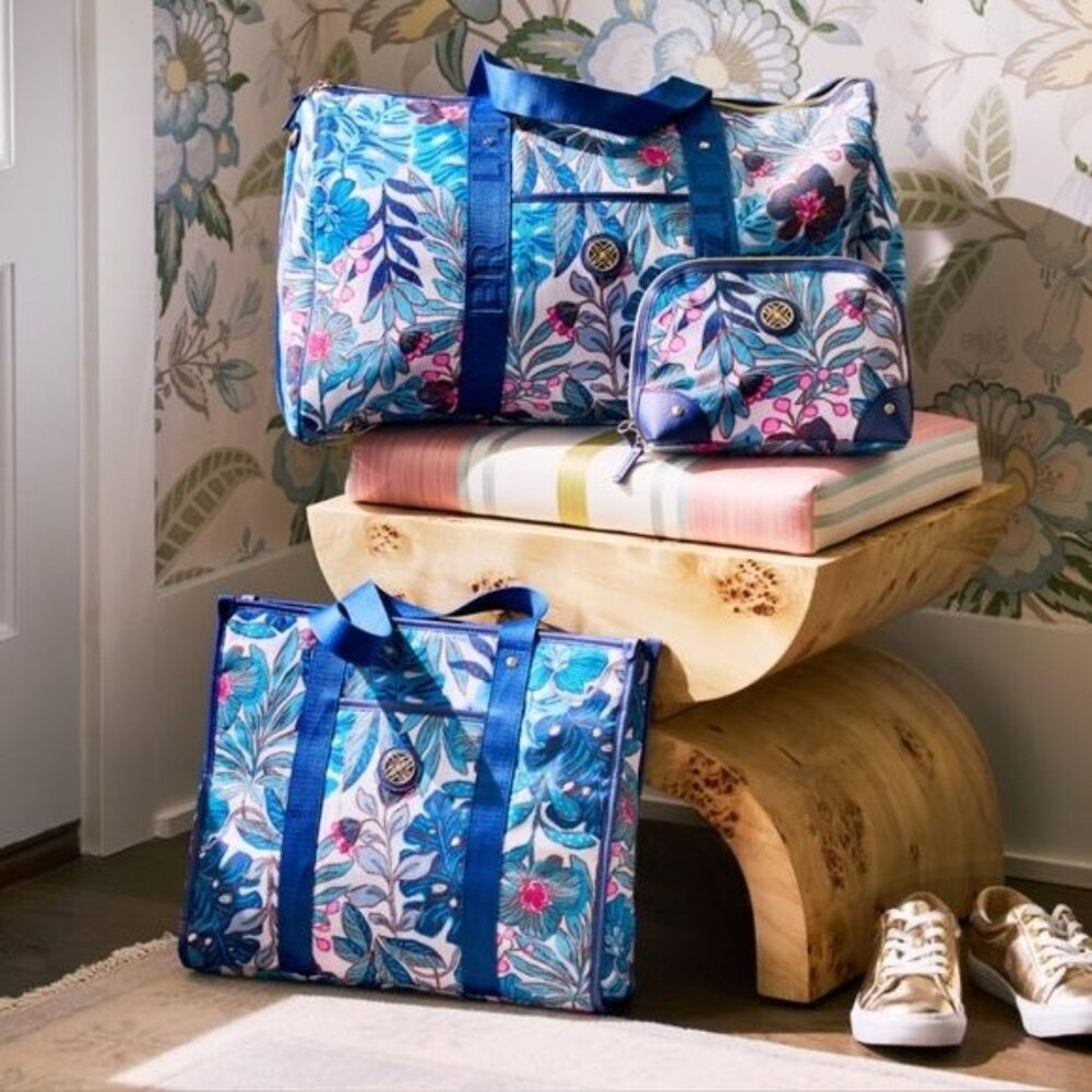 Lilly Pulitzer NWT 3 Piece Set Duffle Bag Tote Bag & Pouch Best Fronds Forever F